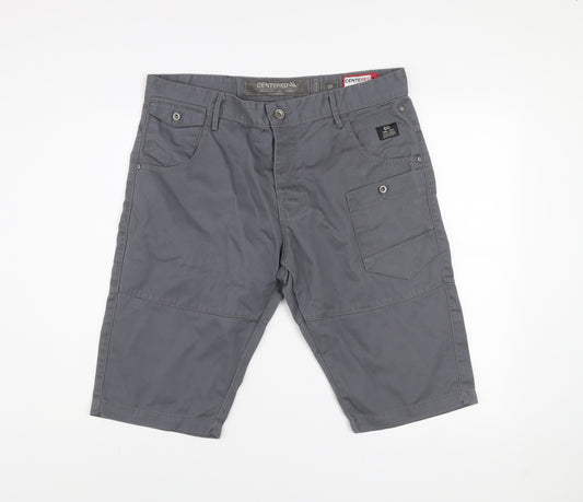 Centered Men's Grey Cargo Shorts Size 36 Regular Fit Polyester Cotton