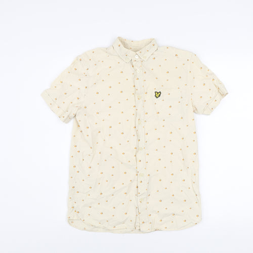 Lyle & Scott Men's Beige Short Sleeve Button-Up Shirt Size S