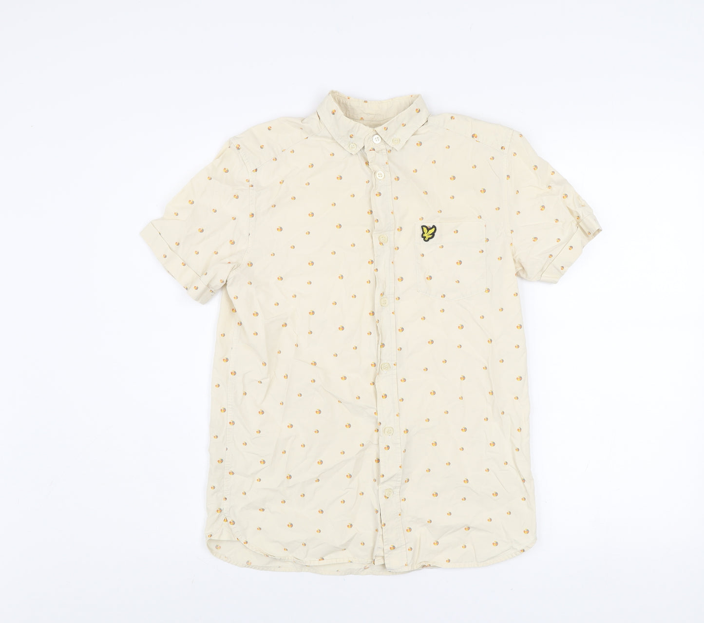 Lyle & Scott Men's Beige Short Sleeve Button-Up Shirt Size S