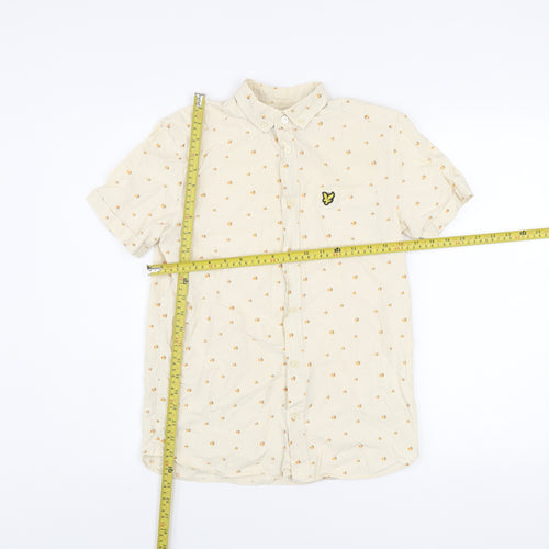 Lyle & Scott Men's Beige Short Sleeve Button-Up Shirt Size S