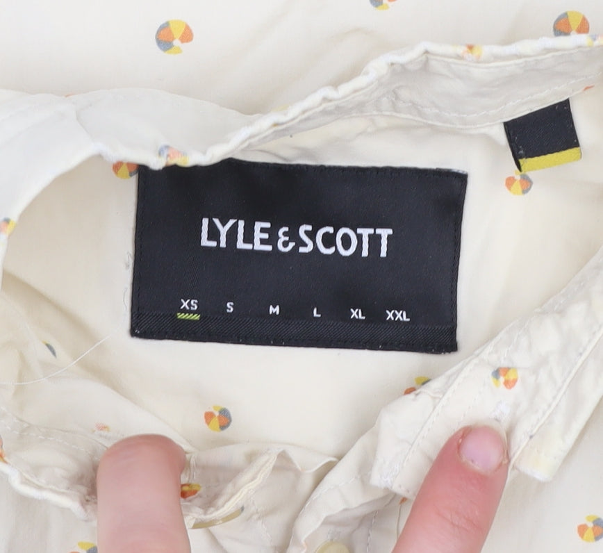 Lyle & Scott Men's Beige Short Sleeve Button-Up Shirt Size S