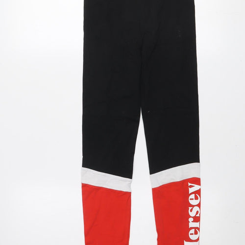 Beck & Hersey Girls Black Red Colourblock Ankle Leggings 12-13 Years