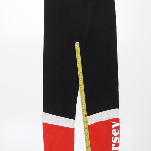 Beck & Hersey Girls Black Red Colourblock Ankle Leggings 12-13 Years
