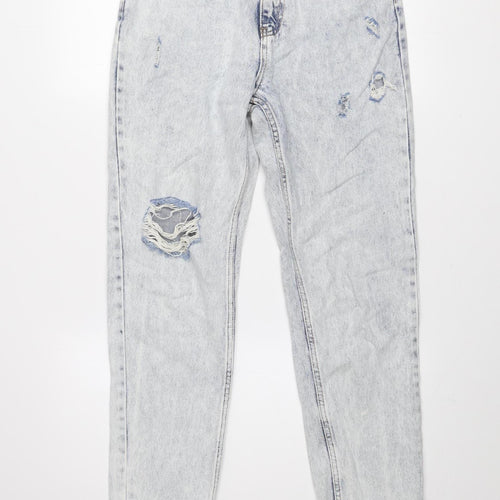 X-Ray Womens Blue Acid Wash High Rise Mom Jeans Size 30 Distressed Denim