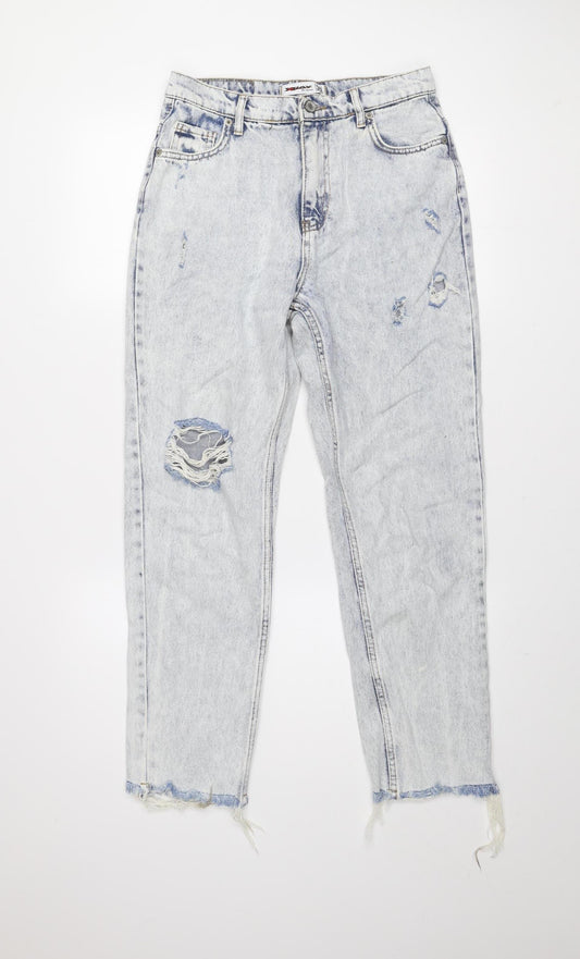 X-Ray Womens Blue Acid Wash High Rise Mom Jeans Size 30 Distressed Denim