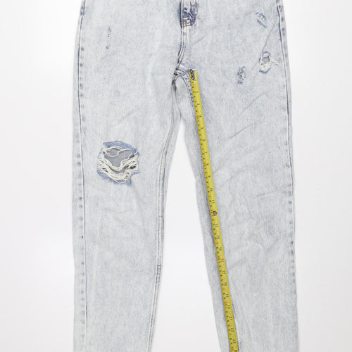 X-Ray Womens Blue Acid Wash High Rise Mom Jeans Size 30 Distressed Denim