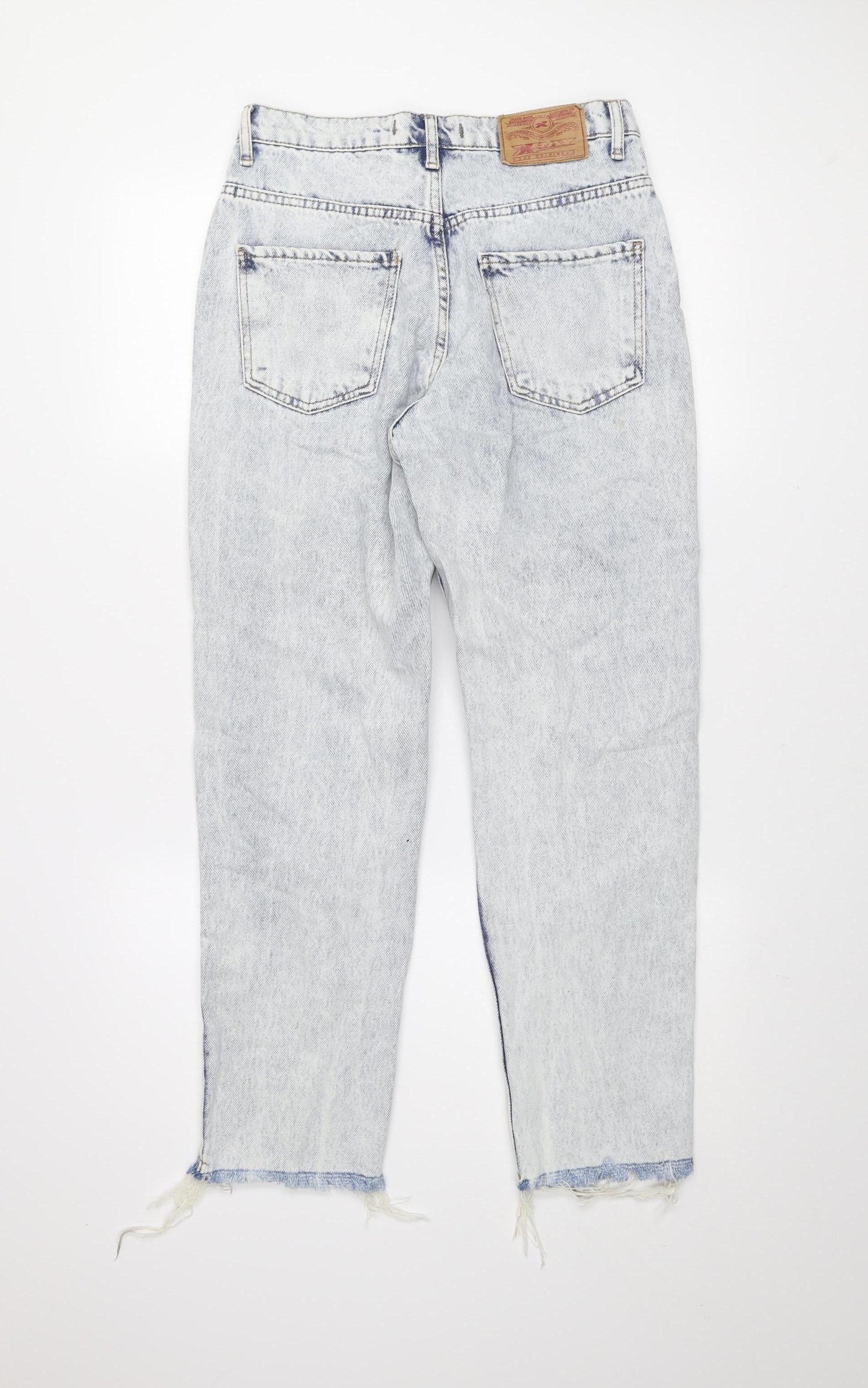 X-Ray Womens Blue Acid Wash High Rise Mom Jeans Size 30 Distressed Denim