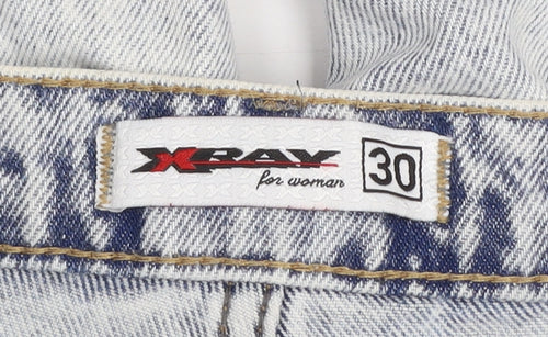 X-Ray Womens Blue Acid Wash High Rise Mom Jeans Size 30 Distressed Denim
