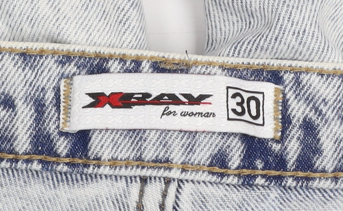 X-Ray Womens Blue Acid Wash High Rise Mom Jeans Size 30 Distressed Denim