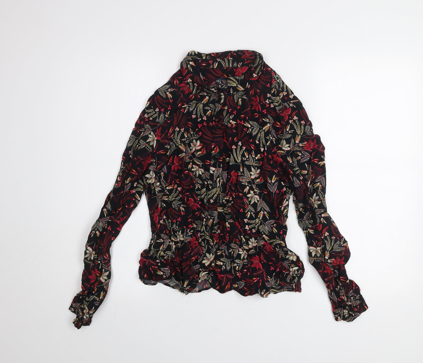 Marks and Spencer Women's Multicoloured Floral Long Sleeve Tunic Blouse Size 10