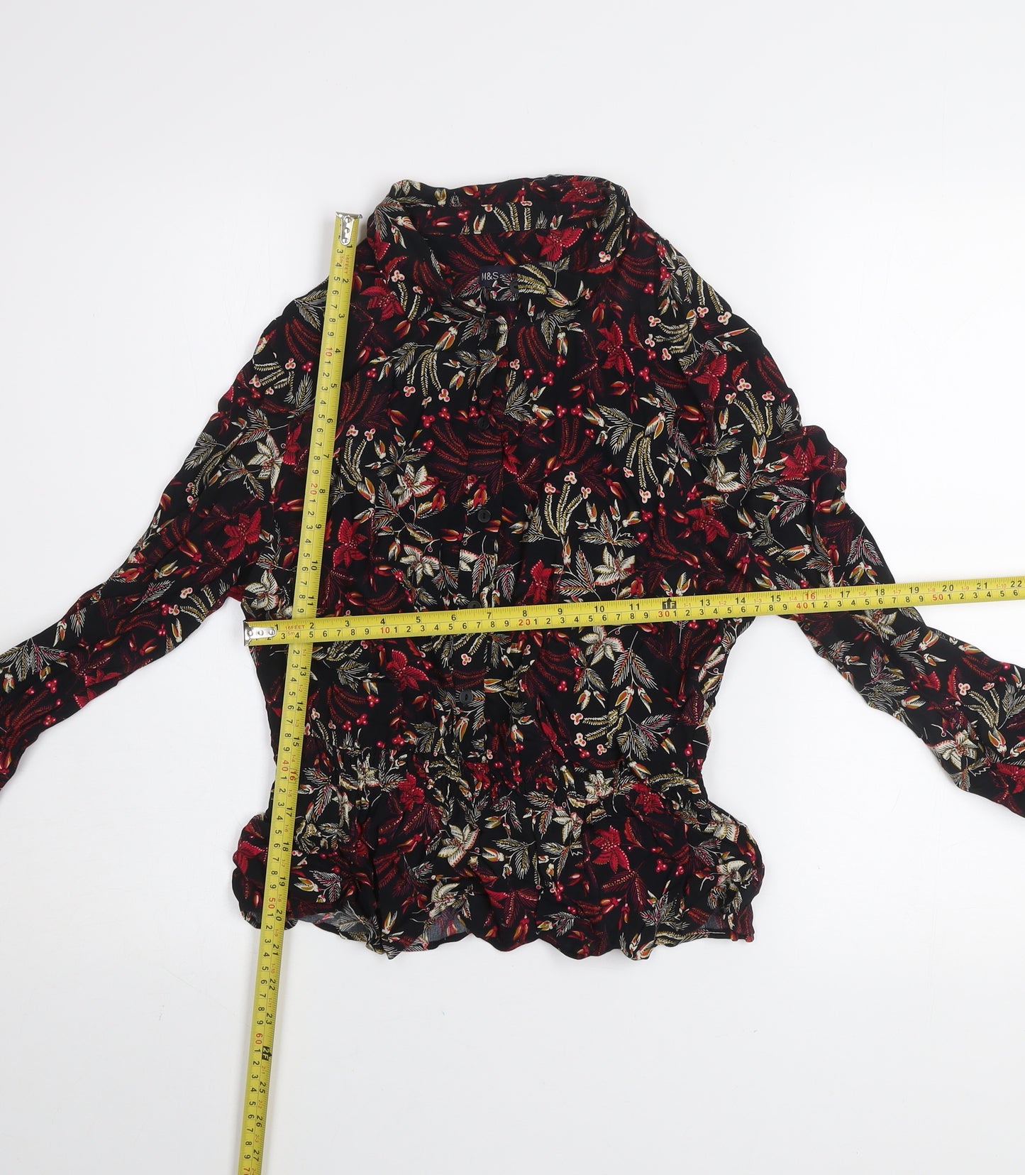 Marks and Spencer Women's Multicoloured Floral Long Sleeve Tunic Blouse Size 10