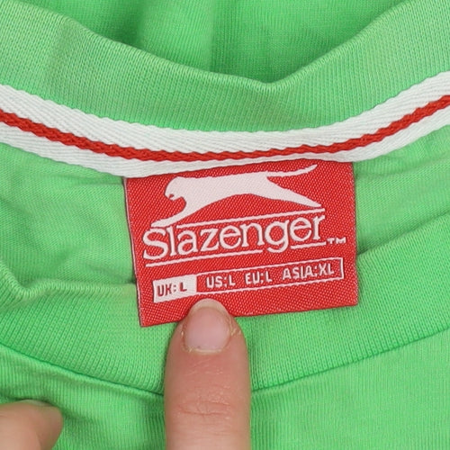 Slazenger Men's Green Crew Neck Cotton Short Sleeve T-Shirt Size L
