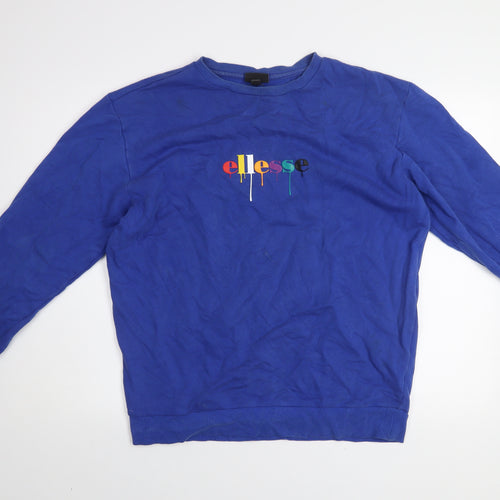 Ellesse Mens Blue Crew Neck Logo Sweatshirt Size M Pullover