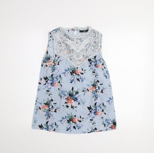 Oasis Women Blue Floral Lace Sleeveless Blouse Size 10