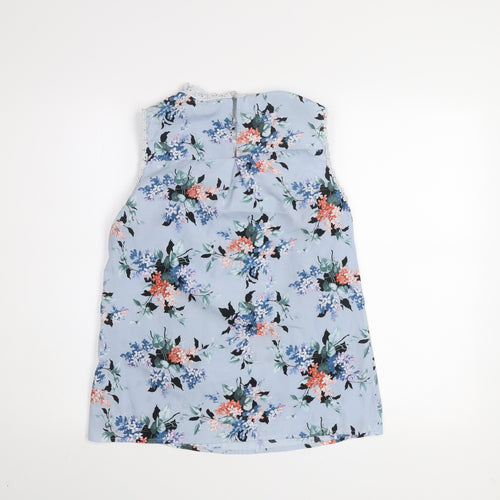 Oasis Women Blue Floral Lace Sleeveless Blouse Size 10