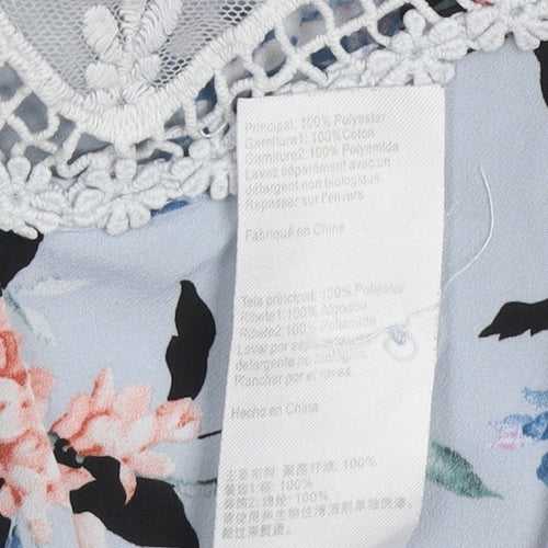 Oasis Women Blue Floral Lace Sleeveless Blouse Size 10