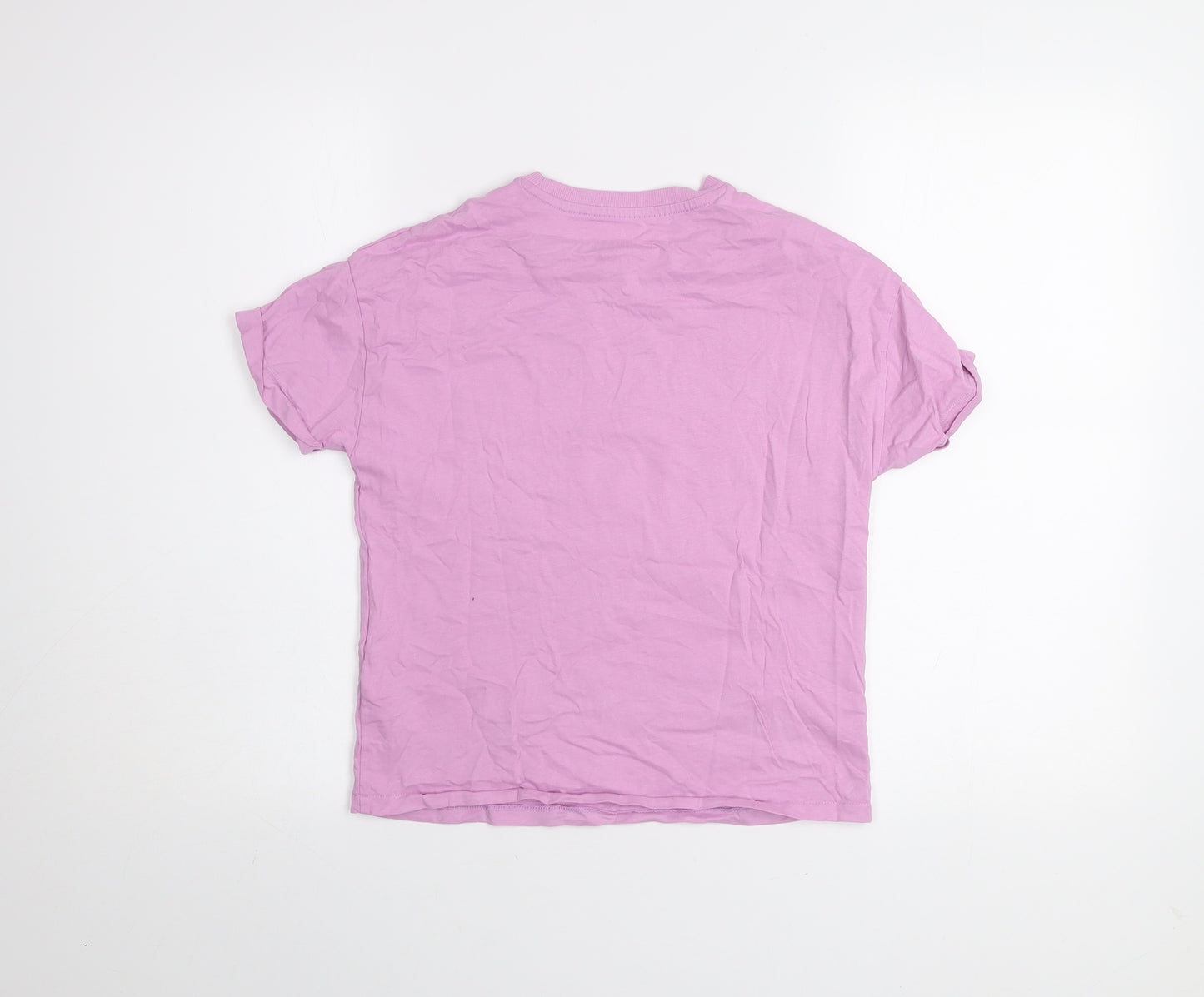 Marks and Spencer Girls Purple Graphic Print Cotton T-Shirt 10-11 Years