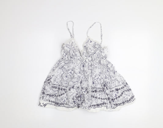 Diesel Women White Floral Camisole Top Medium Cotton Lace Detail