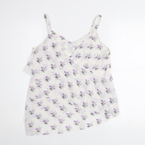 Warehouse Women's White Floral V-Neck Camisole Tank Top Size 10