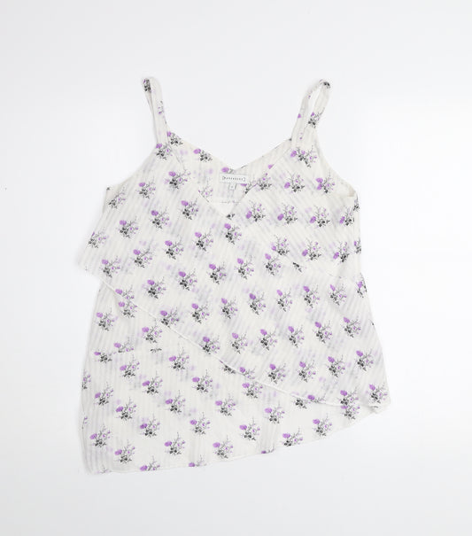 Warehouse Women's White Floral V-Neck Camisole Tank Top Size 10