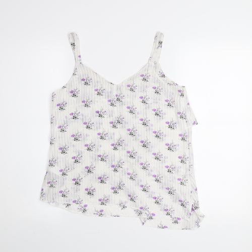Warehouse Women's White Floral V-Neck Camisole Tank Top Size 10