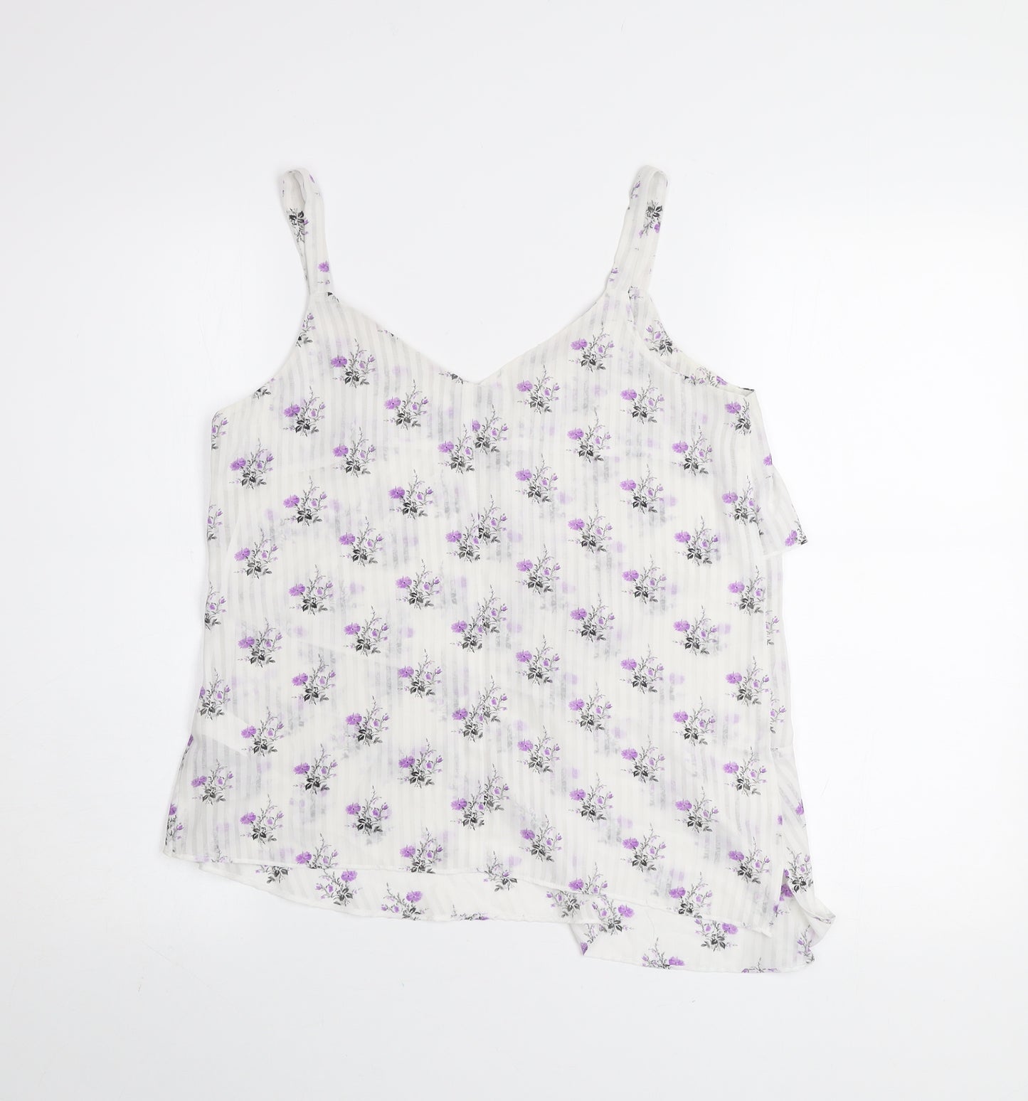 Warehouse Women's White Floral V-Neck Camisole Tank Top Size 10