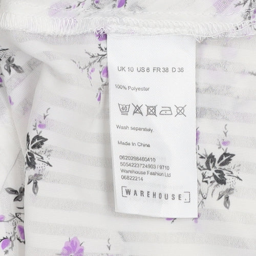 Warehouse Women's White Floral V-Neck Camisole Tank Top Size 10