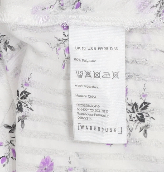 Warehouse Women's White Floral V-Neck Camisole Tank Top Size 10