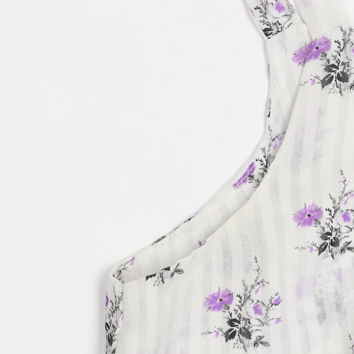 Warehouse Women's White Floral V-Neck Camisole Tank Top Size 10