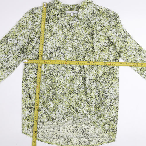 Next Women's Green Floral Jersey Wrap Blouse UK 10 Long Sleeve