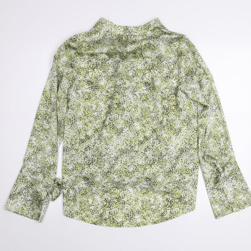 Next Women's Green Floral Jersey Wrap Blouse UK 10 Long Sleeve