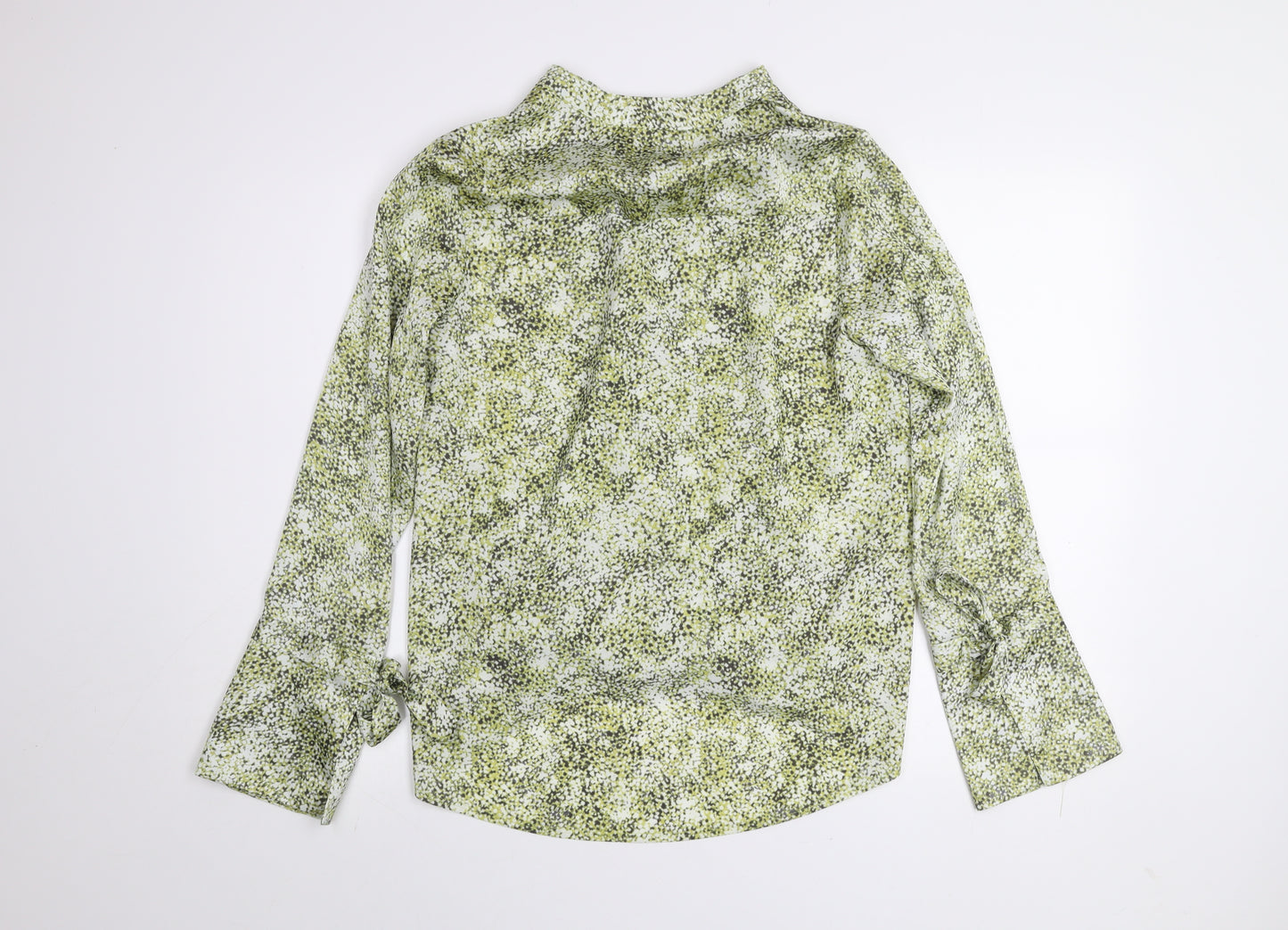 Next Women's Green Floral Jersey Wrap Blouse UK 10 Long Sleeve