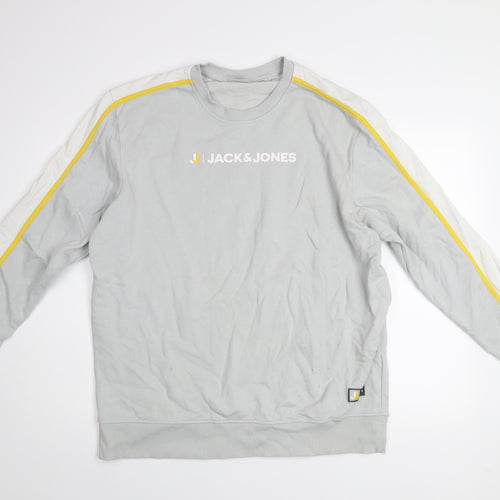 Jack & Jones Men’s Grey 2XL Crew Neck Pullover Sweatshirt