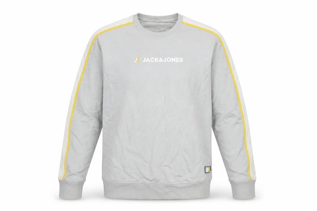 Front view of Jack & Jones Men’s Grey 2XL Crew Neck Pullover Sweatshirt