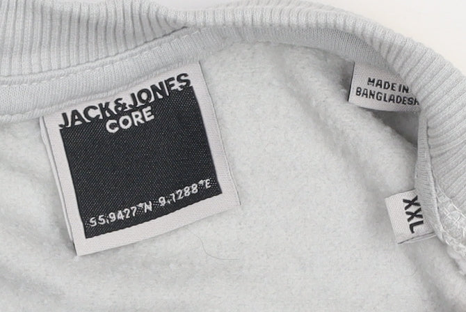 Jack & Jones Men’s Grey 2XL Crew Neck Pullover Sweatshirt
