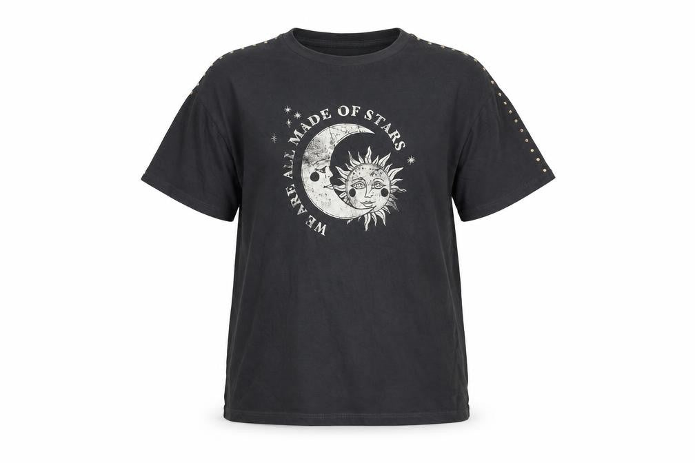 Next Girls Black 11 Years Studded Celestial Graphic Cotton T-Shirt