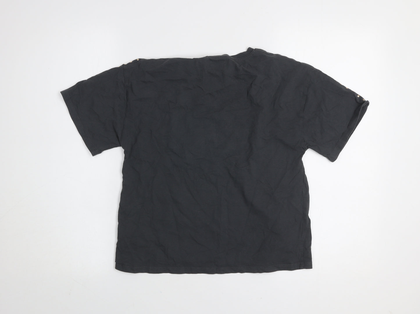 Next Girls Black 11 Years Studded Celestial Graphic Cotton T-Shirt
