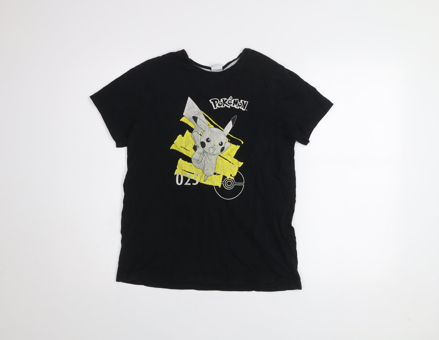 Pokémon Boys Black Pikachu Graphic T-Shirt 12-13 Years Cotton Crew Neck