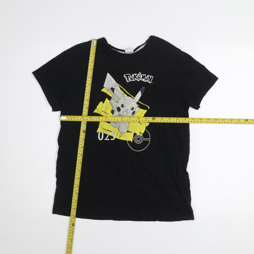 Pokémon Boys Black Pikachu Graphic T-Shirt 12-13 Years Cotton Crew Neck