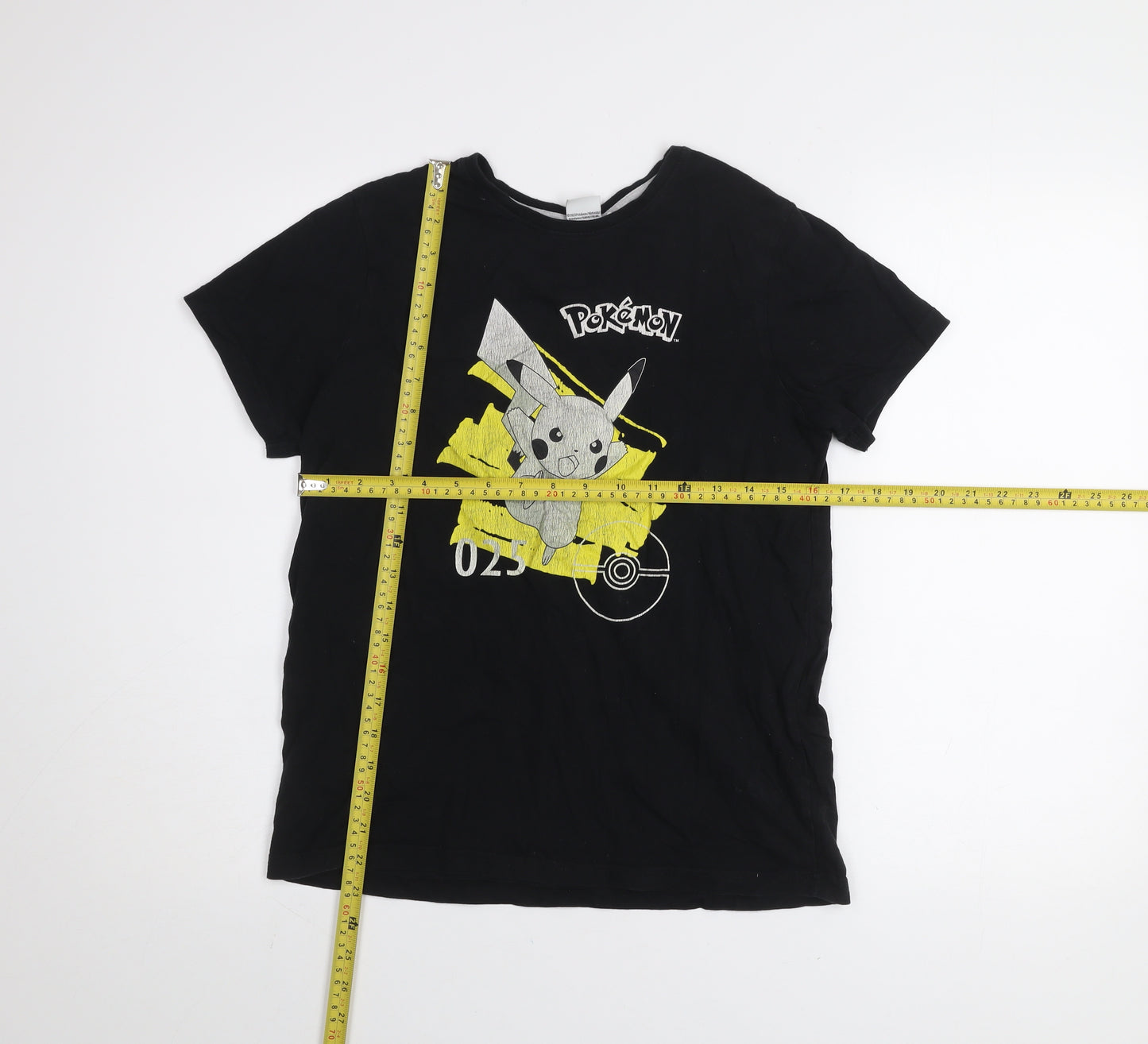 Pokémon Boys Black Pikachu Graphic T-Shirt 12-13 Years Cotton Crew Neck