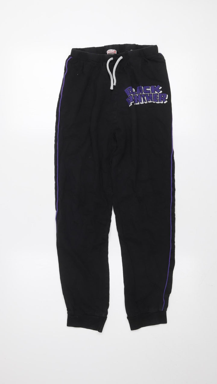 Marvel Boys Black Panther Black Jogger Sweatpants 11-12 Years Cotton Blend
