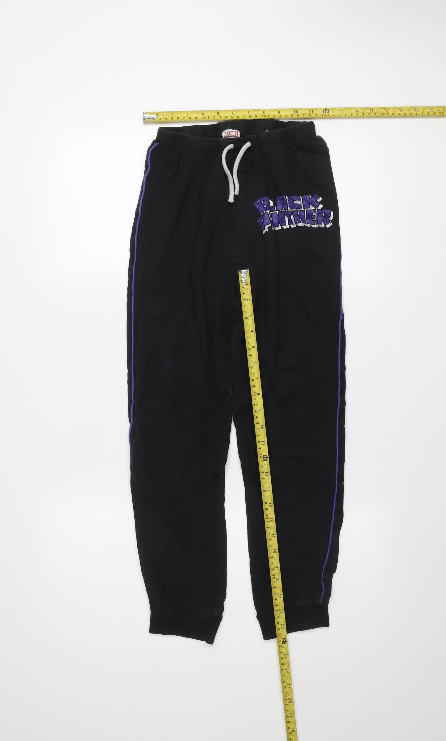 Marvel Boys Black Panther Black Jogger Sweatpants 11-12 Years Cotton Blend