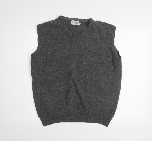 Blarney Woollen Mills Men's Grey 2XL Wool V-Neck Sleeveless Vest