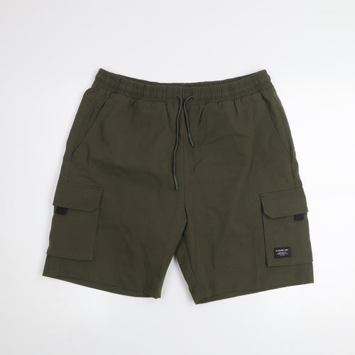 Closure LDN Men's Green Cargo Shorts XL Casual Elastic Waist