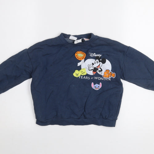 Zara Boys Blue Disney Pullover Sweatshirt 4-5 Years Mickey & Friends