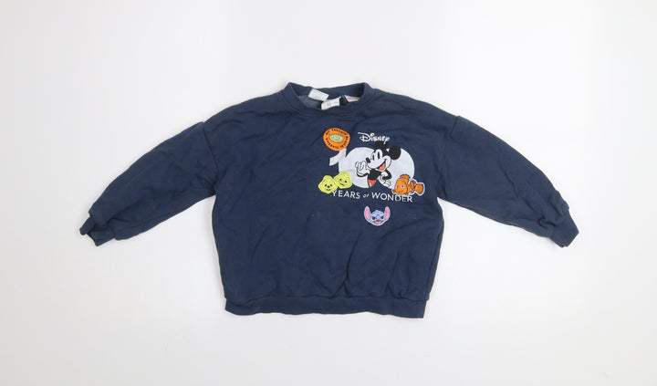 Zara Boys Blue Disney Pullover Sweatshirt 4-5 Years Mickey & Friends