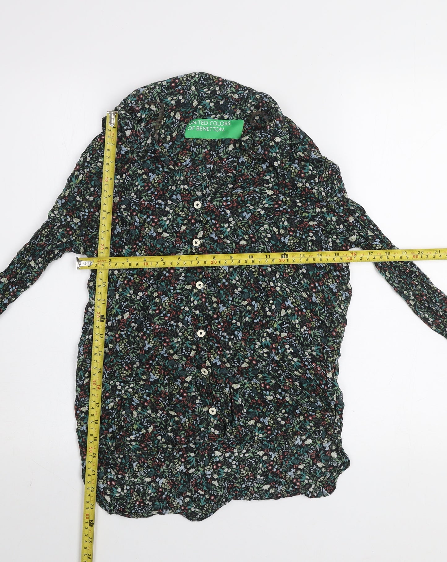 United Colors of Benetton Women's Multicoloured Floral Button-Up Shirt Size 12