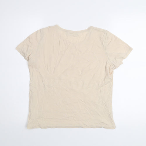 United Colors of Benetton Women’s Beige Cotton Basic T-Shirt M
