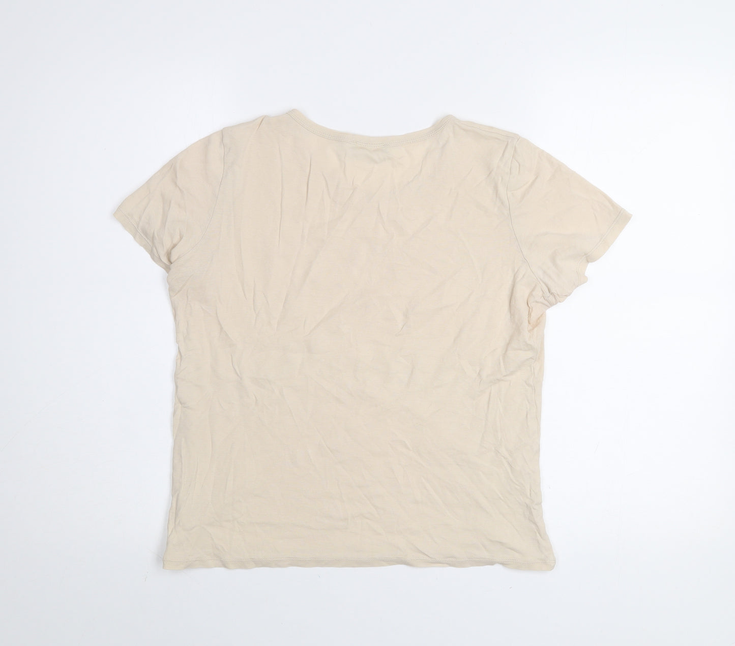 United Colors of Benetton Women’s Beige Cotton Basic T-Shirt M