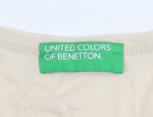 United Colors of Benetton Women’s Beige Cotton Basic T-Shirt M